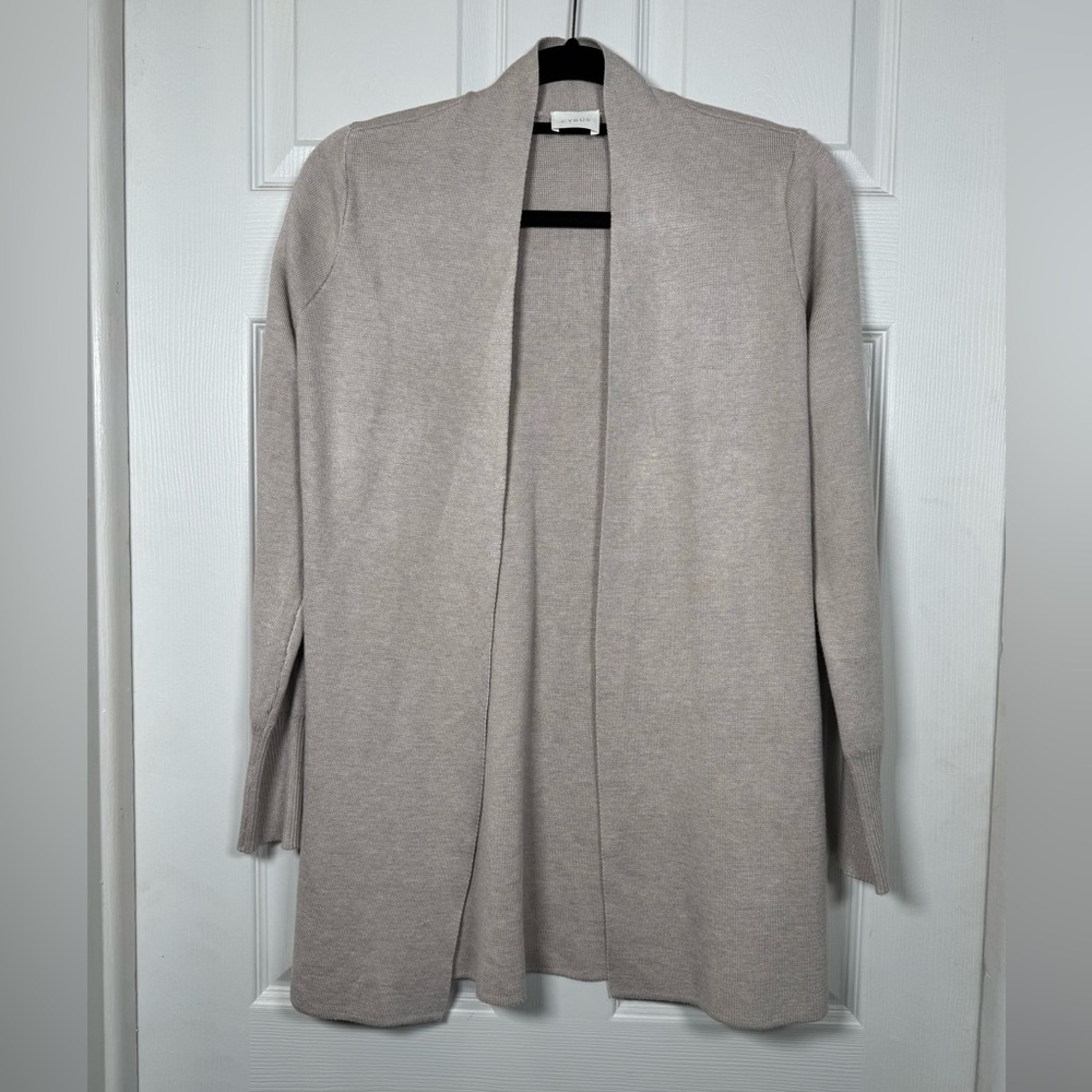 Cyrus Longline Open Front Cardigan Beige Lightweight Knit Sweater XS